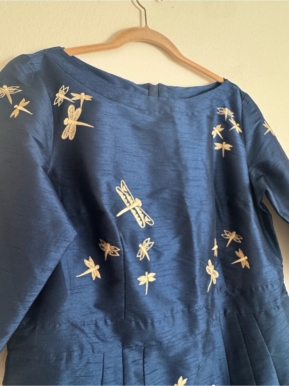 Eshakti Navy Embroidered Dragonfly Dress L/XL - Picture 3 of 10